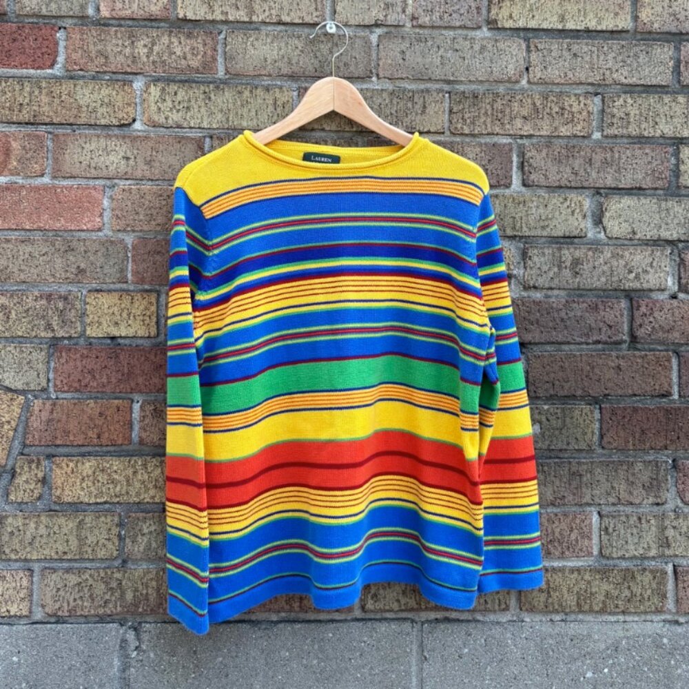 Vintage Lauren Ralph Lauren Rainbow Stripe Sweater - Size L